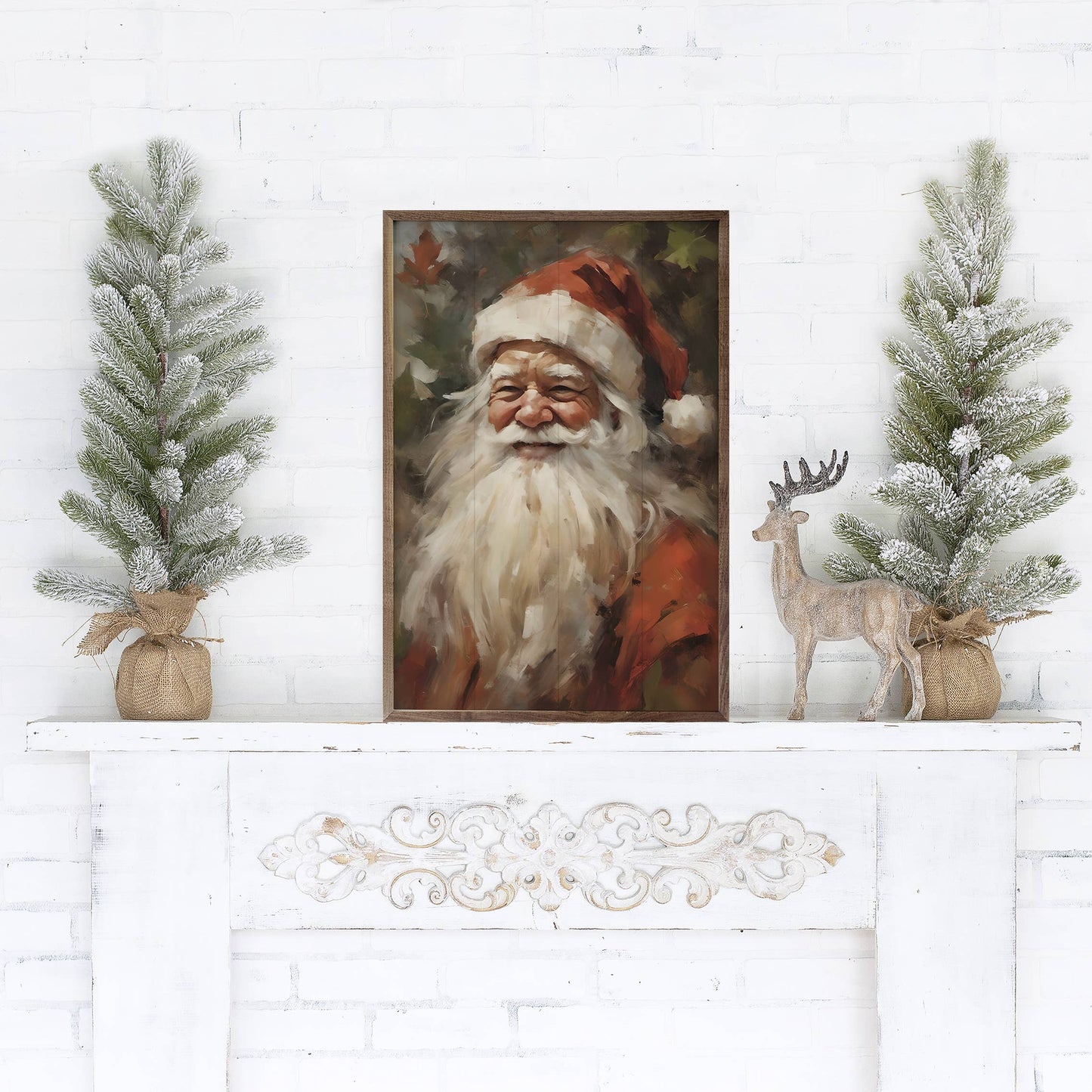 Santa Portrait In Red Art Print
