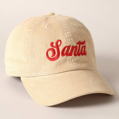 Santa Embroidery Corduroy Baseball Cap