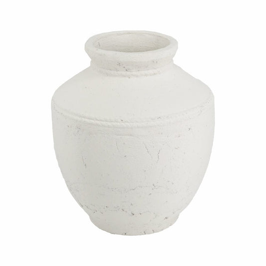 Round Terracotta Vase with Natural White Finish
