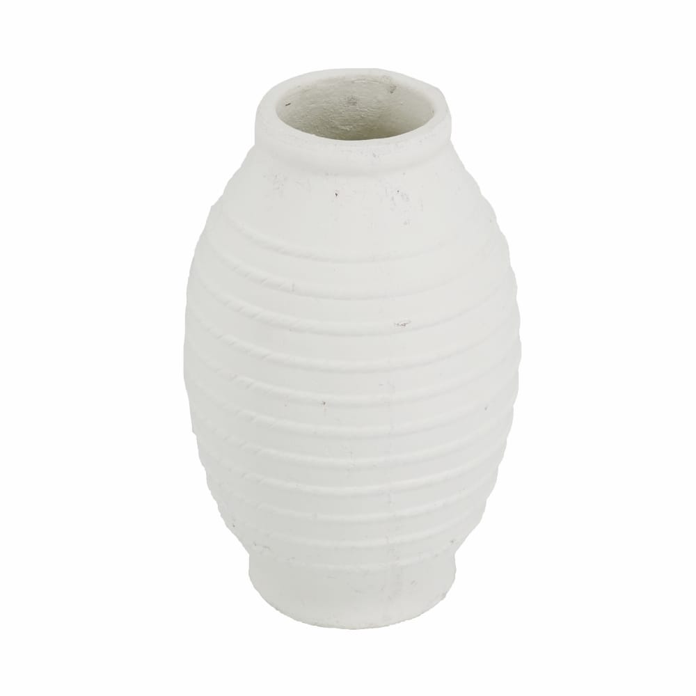 Round Terracotta Vase with Natural White Finish