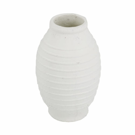 Round Terracotta Vase with Natural White Finish