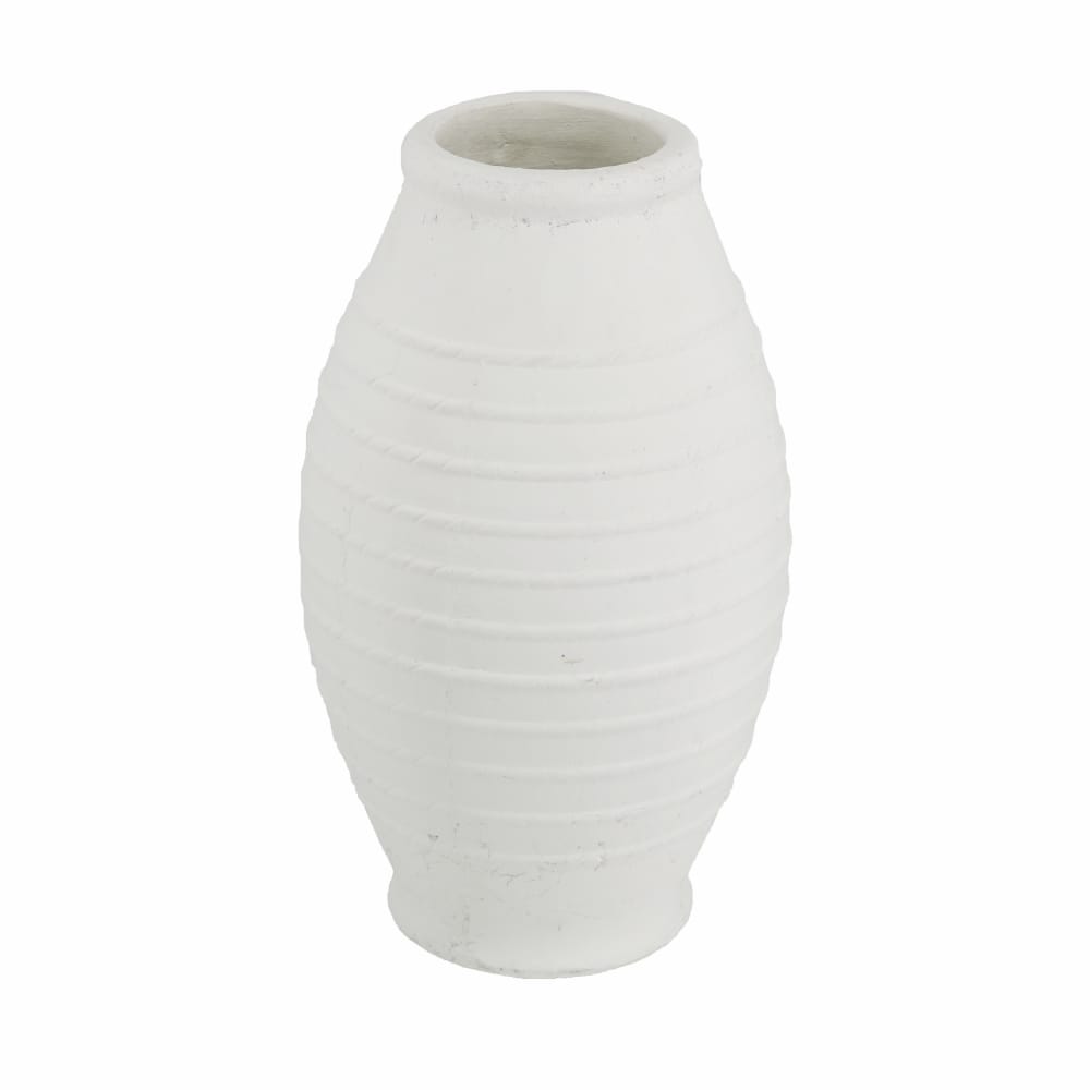 Round Terracotta Vase with Natural White Finish