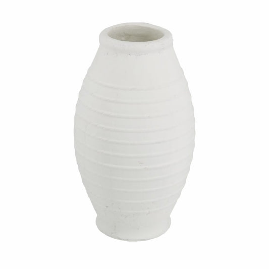Round Terracotta Vase with Natural White Finish