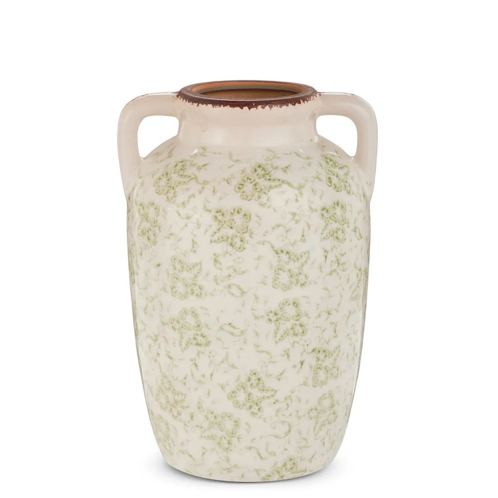 9" Green Floral Vase