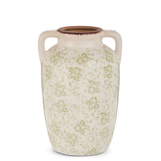 9" Green Floral Vase