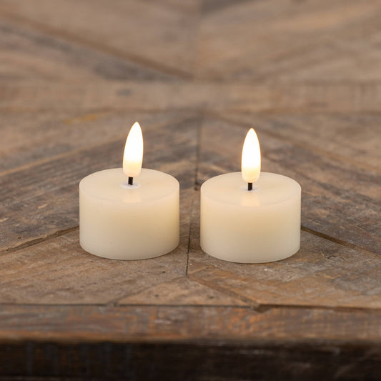 SET/ 2 - 3D FLAME CREAM TEALIGHT CANDLES