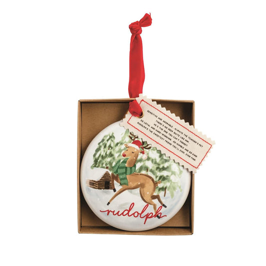 Rudolph Reindeer Name Ornament