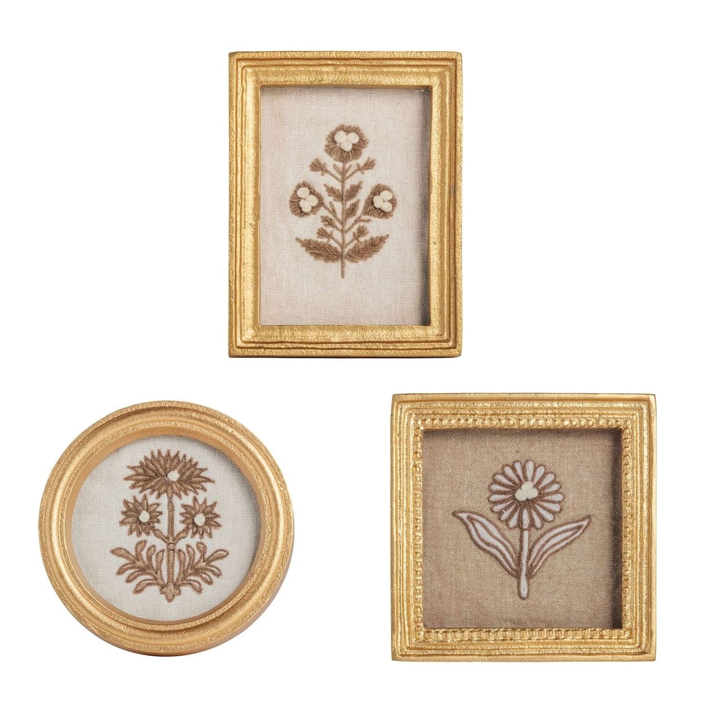 Small Gold Framed Block Print Flowers - Assorted