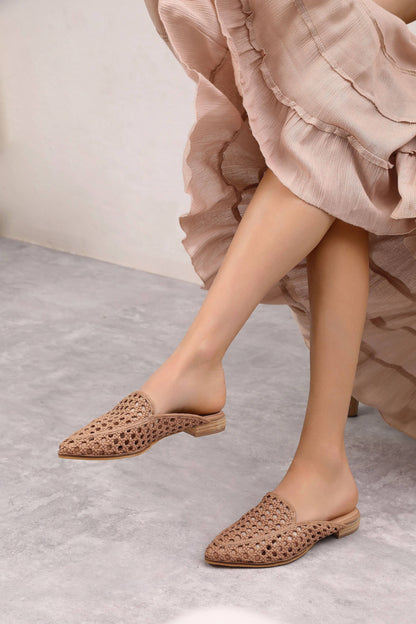 JALISSA Shoes Woven Leather Mules