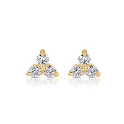 Delicate Triple Cluster Stud Earrings on Red Velvet Tag