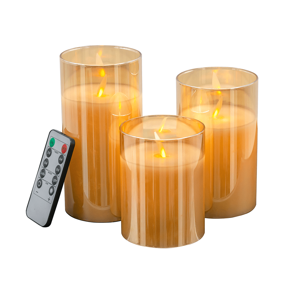 Amber LED Wax Candle Set
