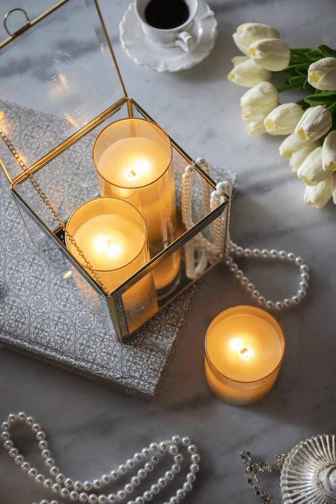 Amber LED Wax Candle Set