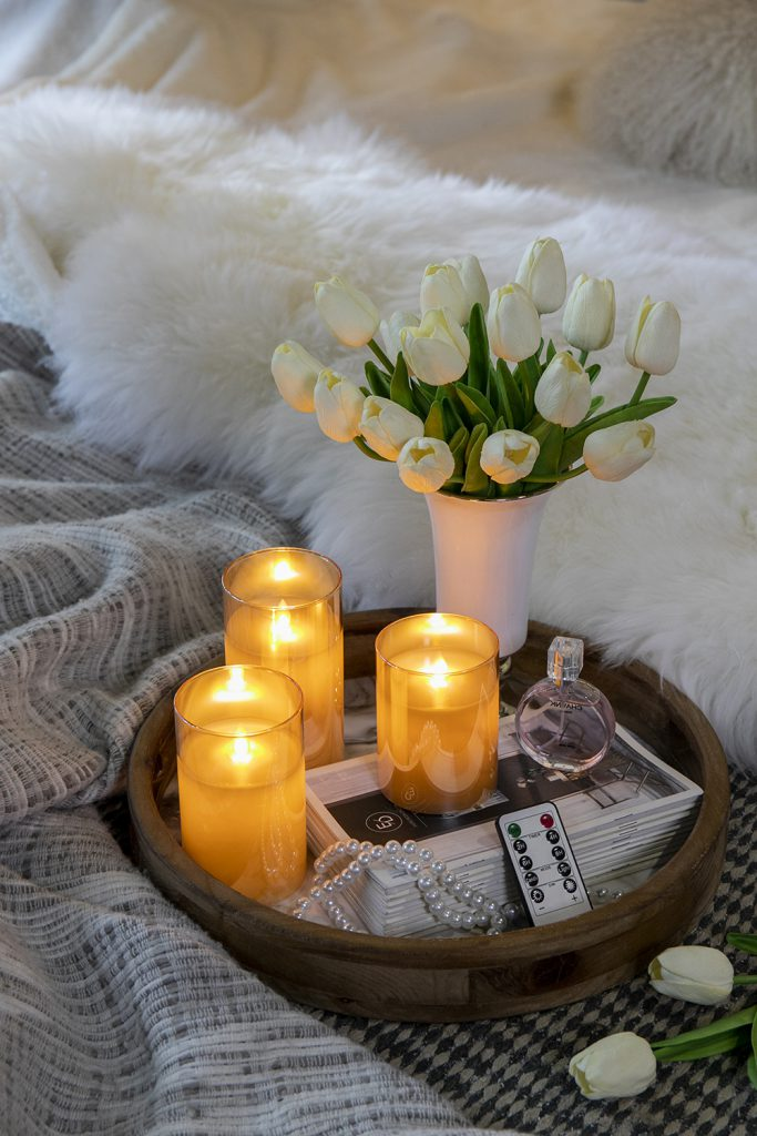 Amber LED Wax Candle Set