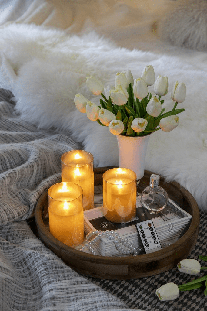 Amber LED Wax Candle Set