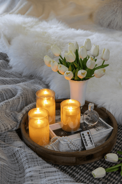 Amber LED Wax Candle Set