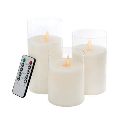White LED Wax Candle Set of 3