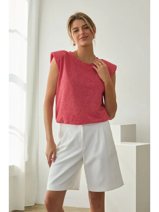 Stripe Knit Bubble Hem Tank Top