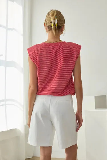 Stripe Knit Bubble Hem Tank Top