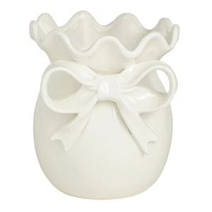 White Ceramic Bow Vase (2 Sizes)