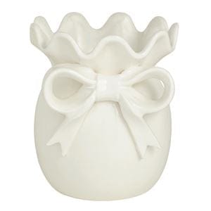 White Ceramic Bow Vase (2 Sizes)