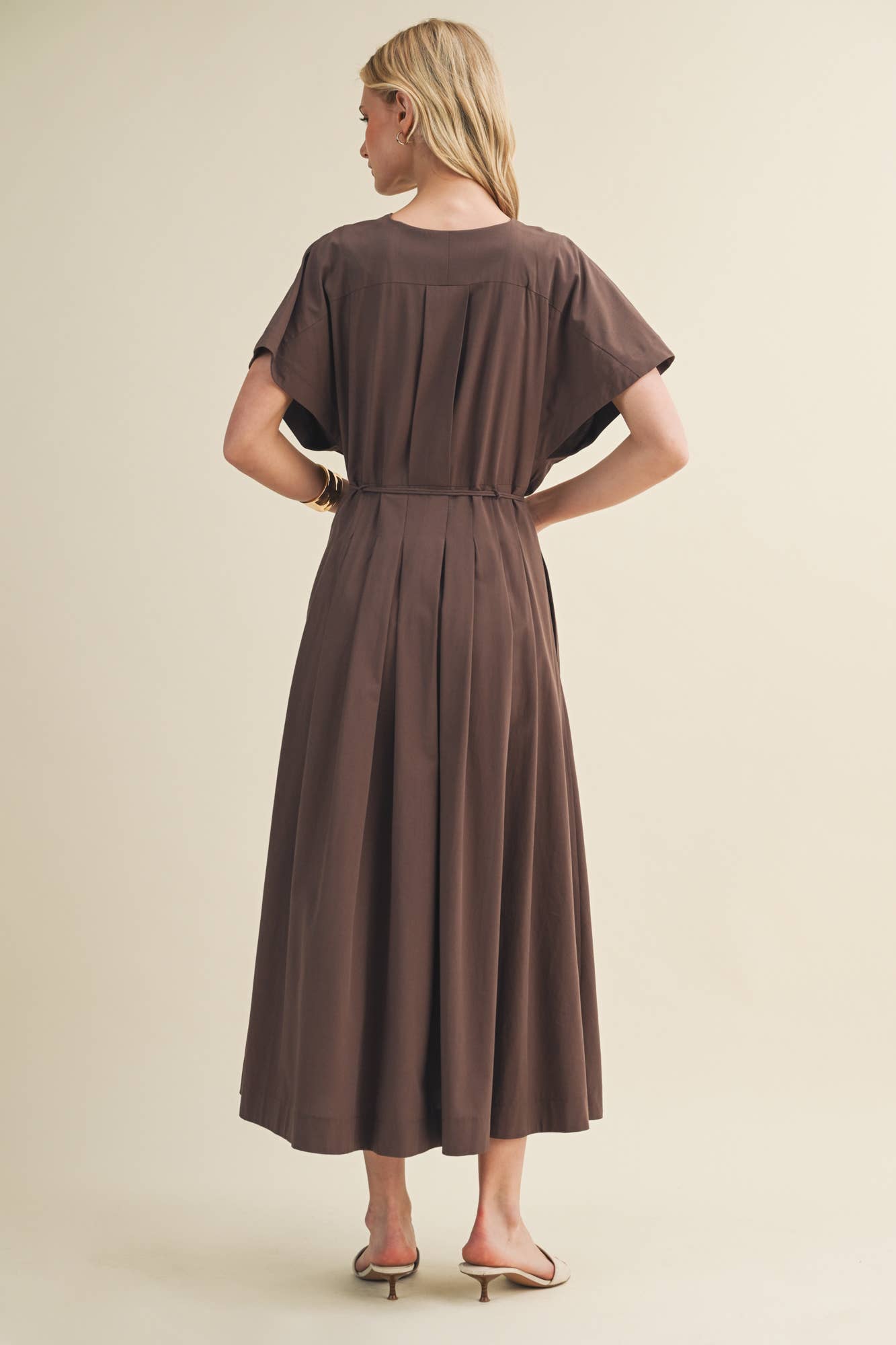 Drawstring Waist Dolman Sleeve Dress