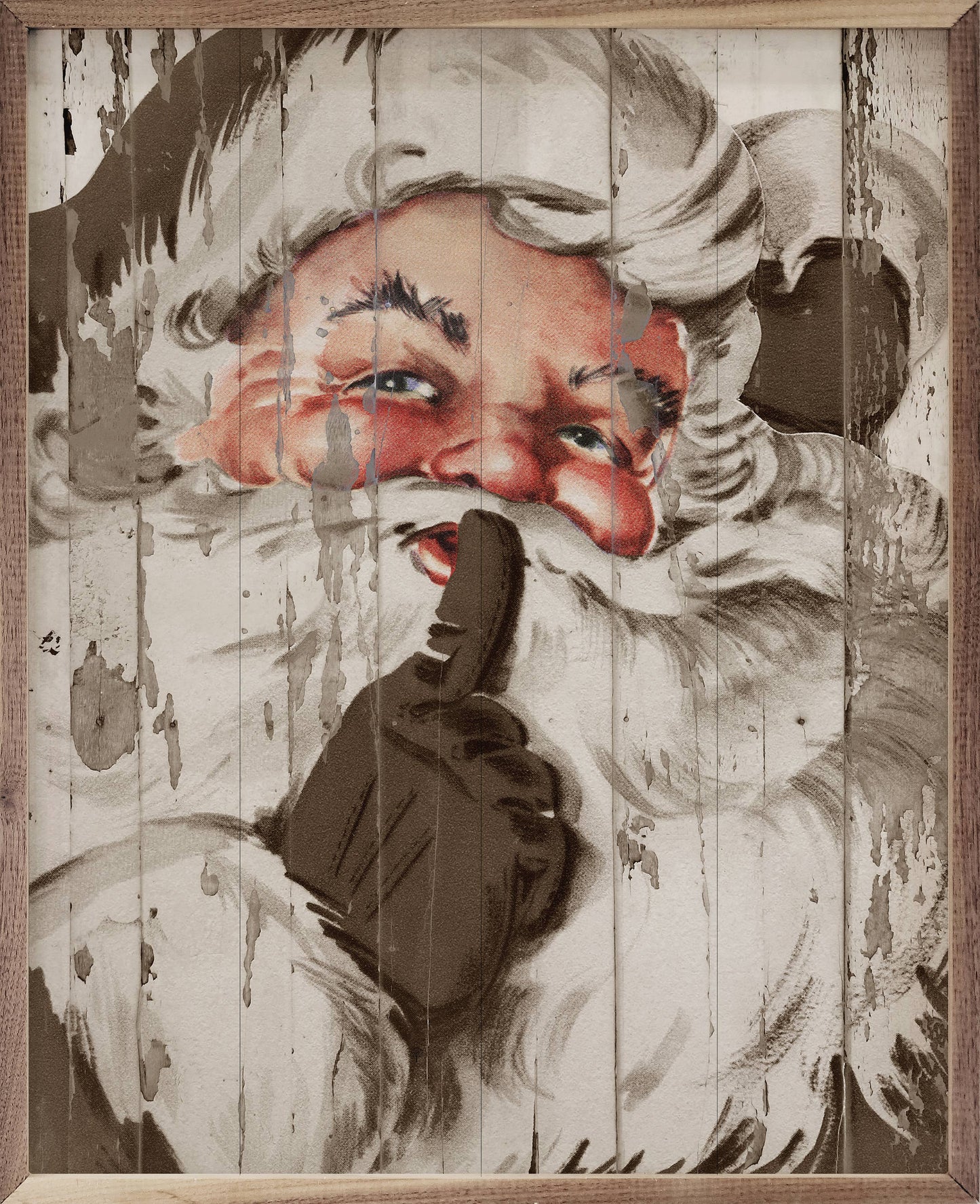 Santa Be Quiet Shh Beige Art Print