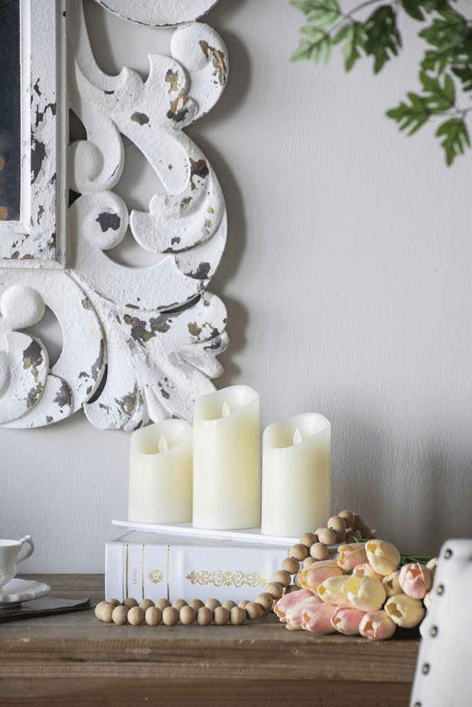 Set of 3 Rechargeable LED Candles with USB and Charging Tray