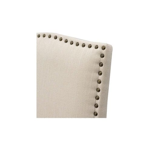 Armless Cream Dining Chair with Nail Head Trim