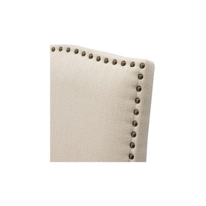 Armless Cream Dining Chair with Nail Head Trim