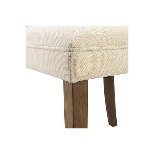 Armless Cream Dining Chair with Nail Head Trim