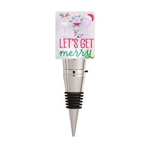 Lets Get Merry Plaque Bottle Stopper