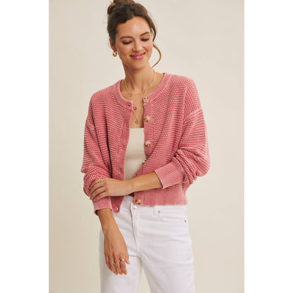 Mineral-Washed Knit Cardigan