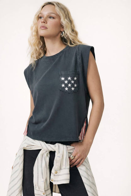 **Pre-Order**  250th USA star pocket stripe side tank