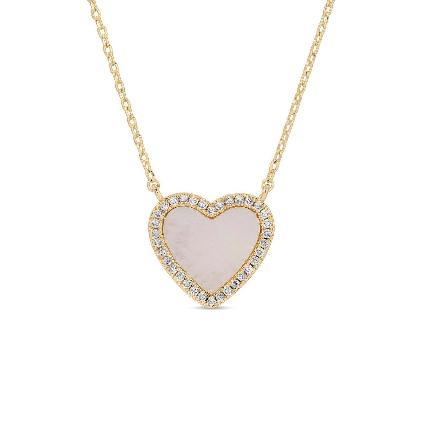 My Heart Is Yours, Shell Pavé Heart Necklace
