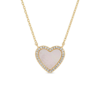 My Heart Is Yours, Shell Pavé Heart Necklace