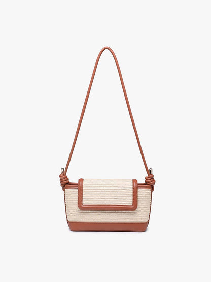 Oaklynn Straw Crossbody w/ Twisted Strap & Snap Closure Purse