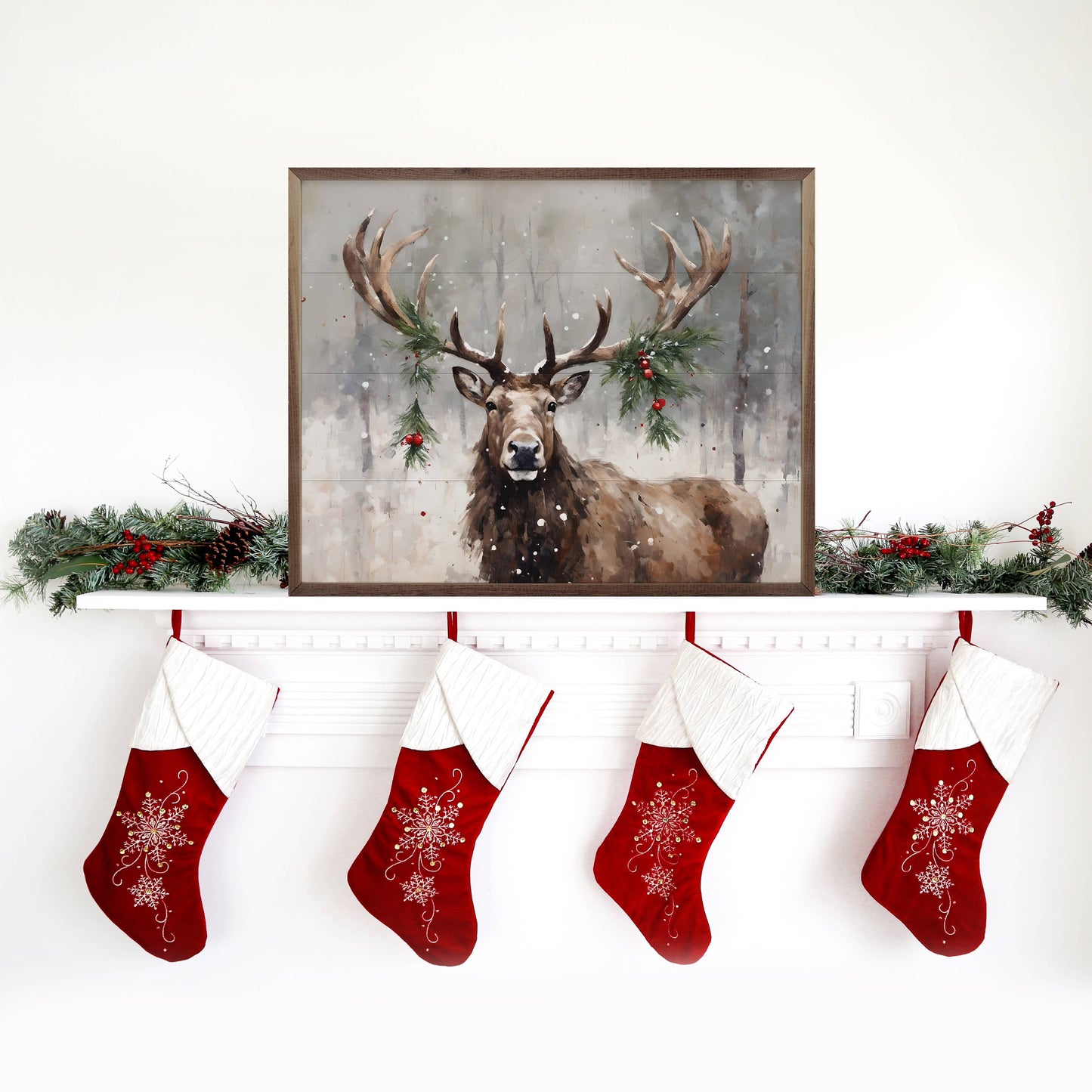 Holiday Caribou Art Print