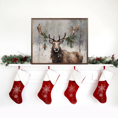 Holiday Caribou Art Print