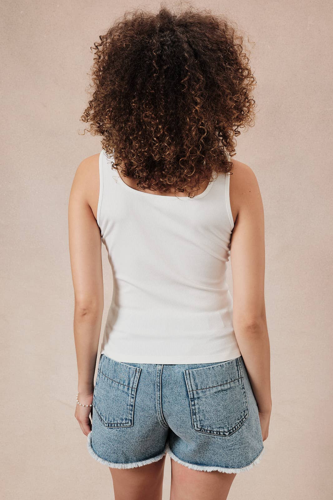 U- Neck Eyelet Ribbed Tank Top