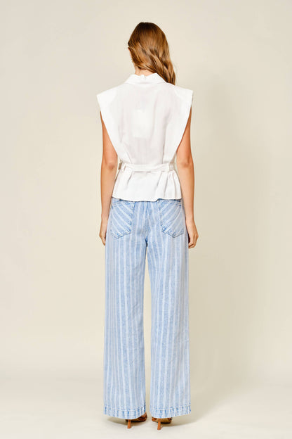 AJP5866 STRIPED DENIM STRAIGHT PANTS