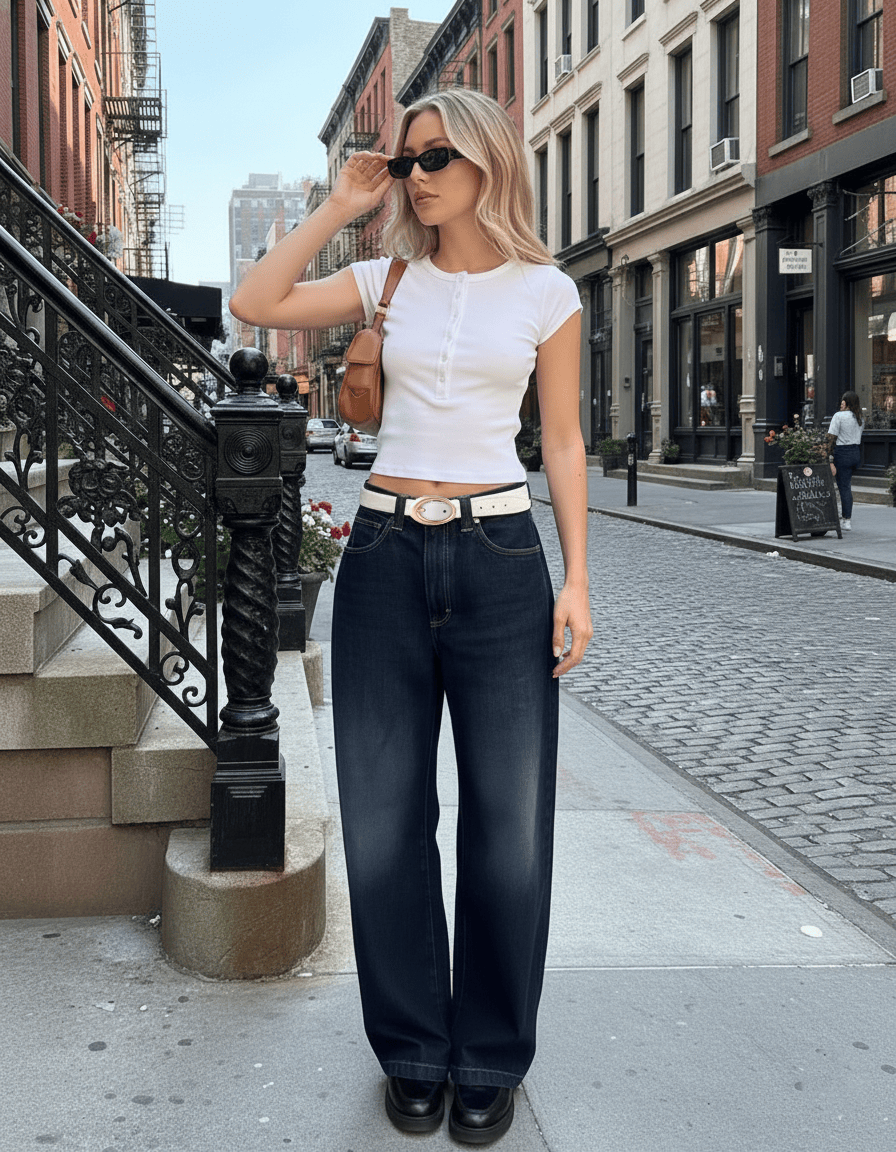 Croco Belt with Oval Buckle