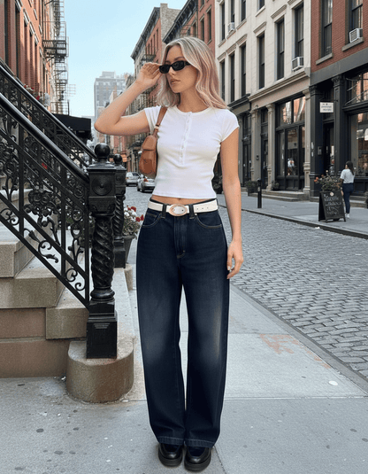 Croco Belt with Oval Buckle