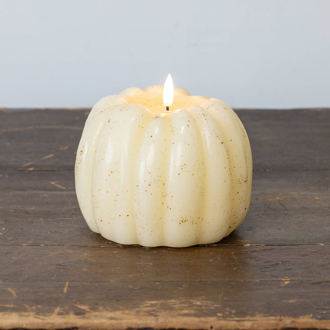 5" CREAM 3D FLAME PUMPKIN CANDLE