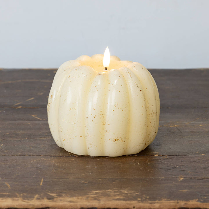 5" CREAM 3D FLAME PUMPKIN CANDLE