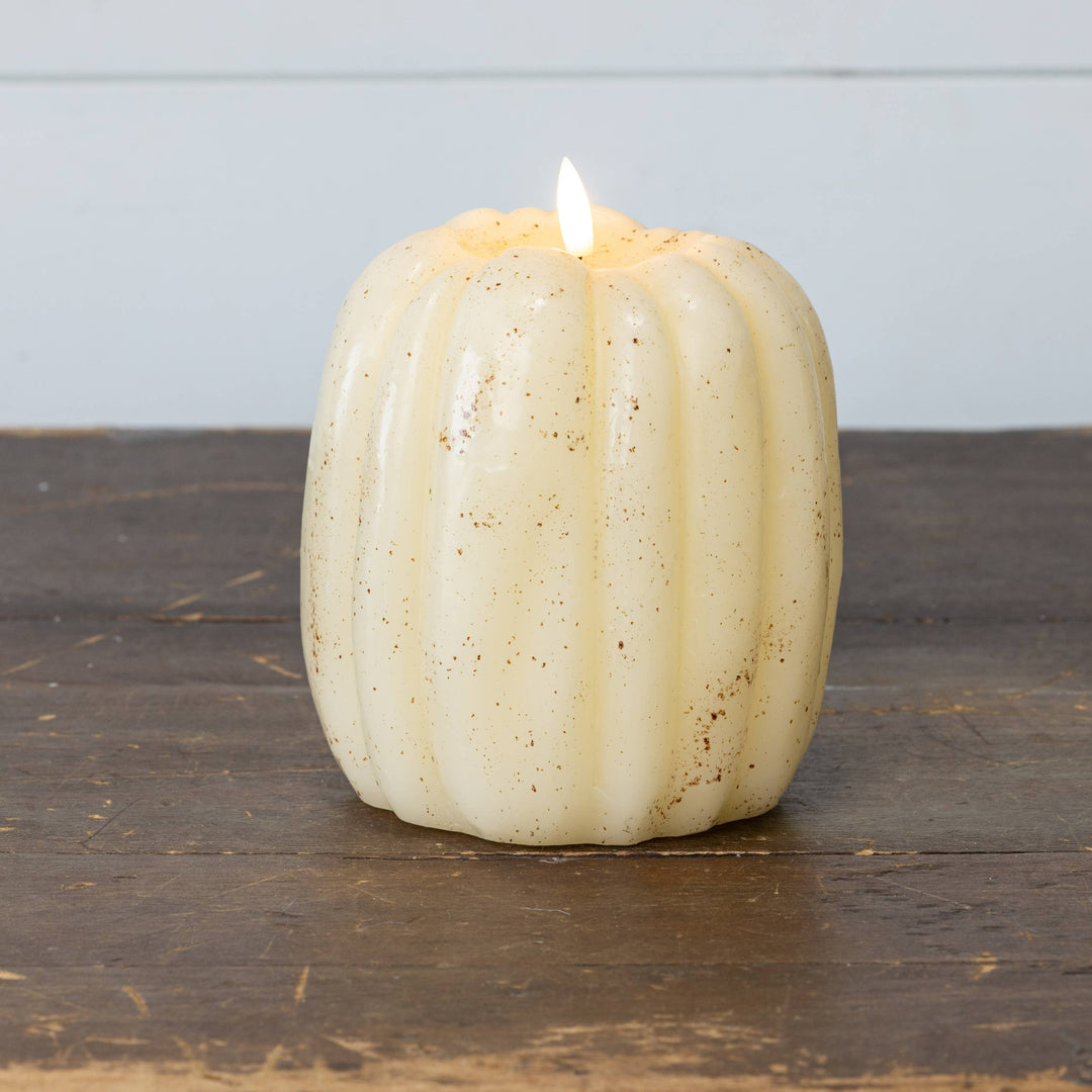 6.5" CREAM 3D FLAME PUMPKIN CANDLE