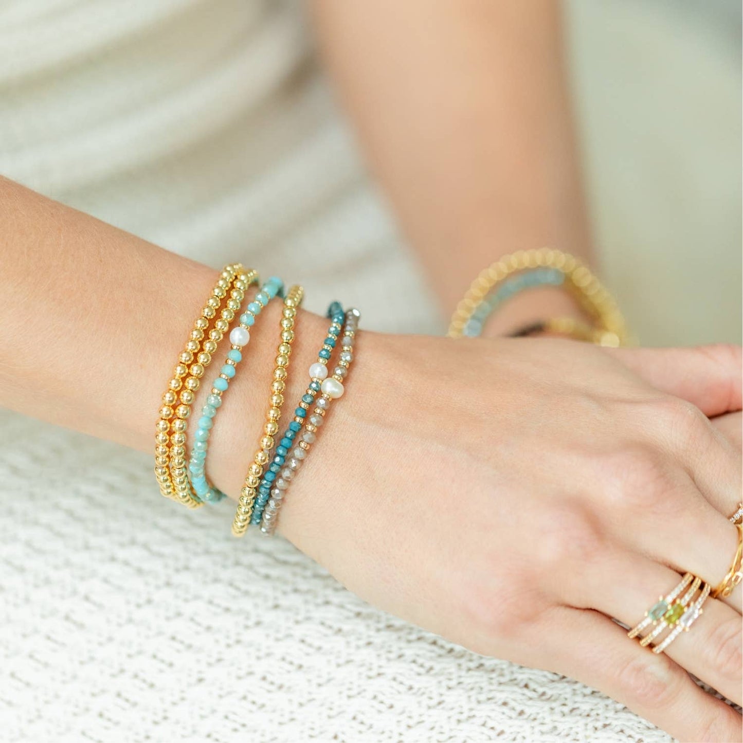 Beaded Duo Pearl Bracelet Set