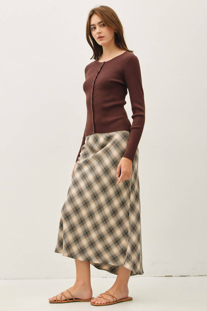 RIBBED BUTTON UP CARDIGAN