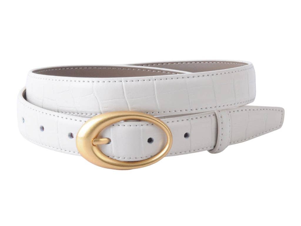 Croco Belt with Oval Buckle