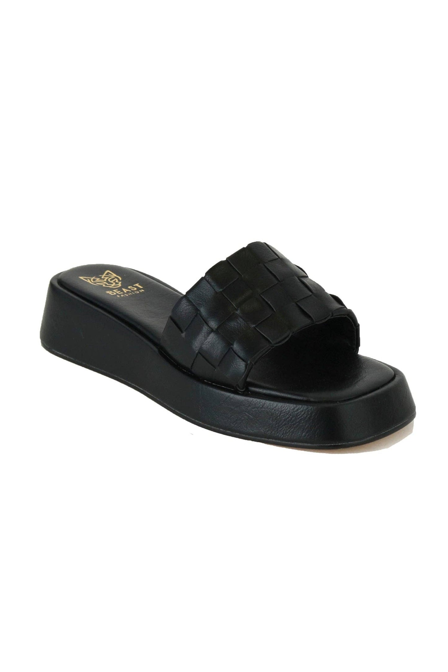 Platform Woven Slide Sandals