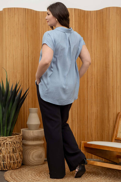 PLUS TEXTURED DROP SHOULDER COLLARED BUTTON DOWN SHIRT